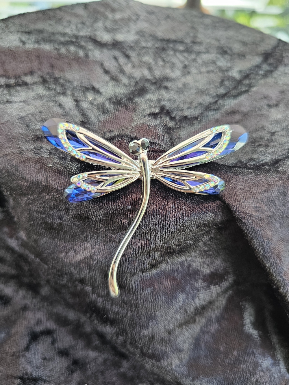 Blue Crystal Dragonfly Brooch - Women Jewelry